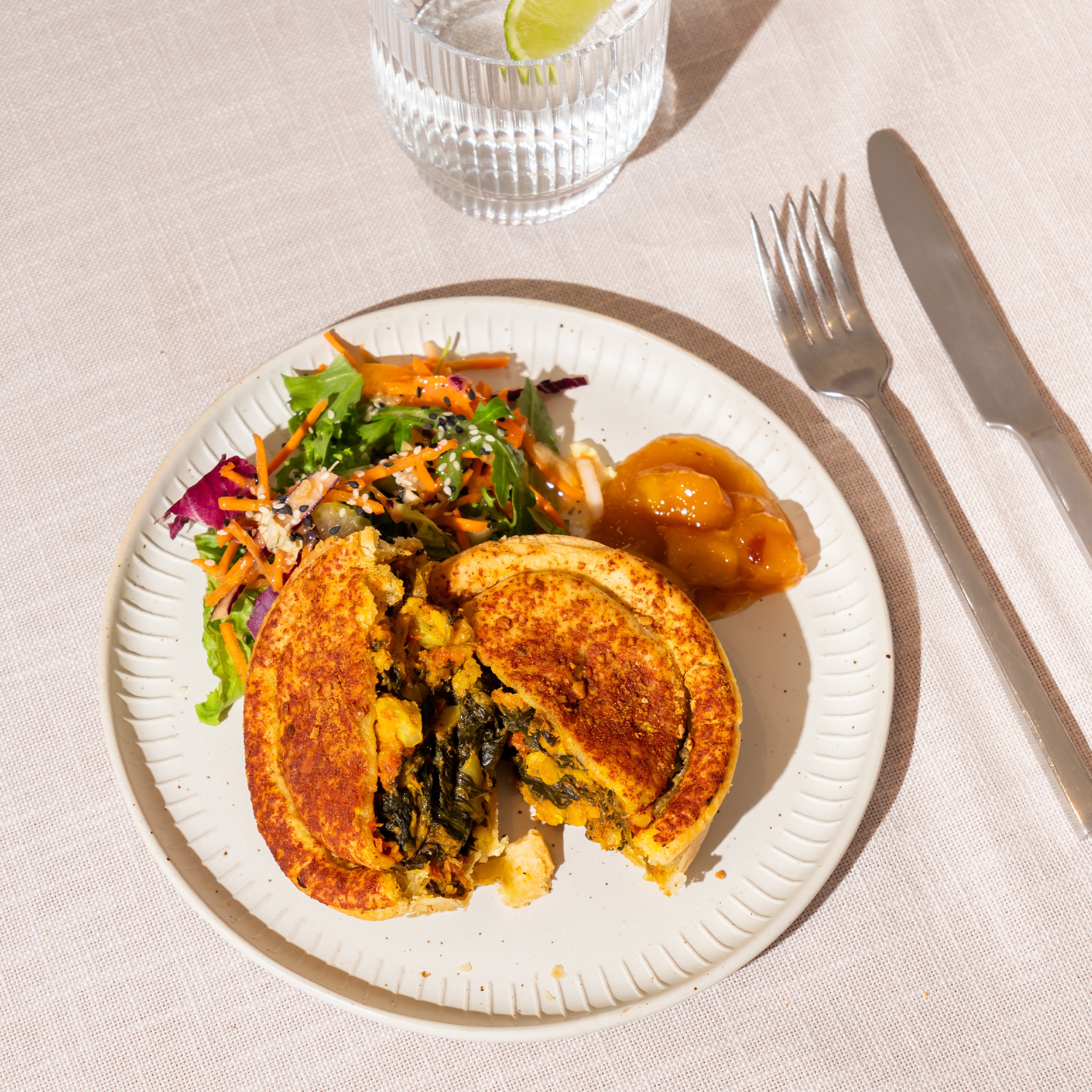 Red Lentil Spinach Pie